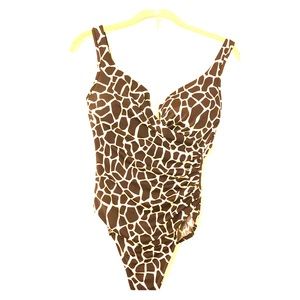 Miracle Suit size 10 Bathing Suite Brown Giraffe